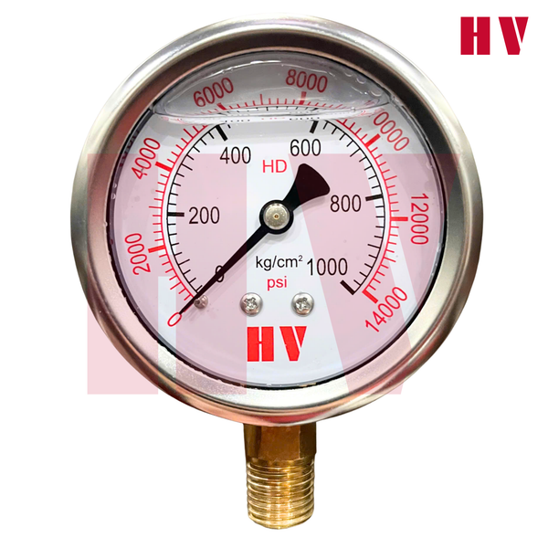 Đồng hồ đo áp suất dầu HV mặt 63