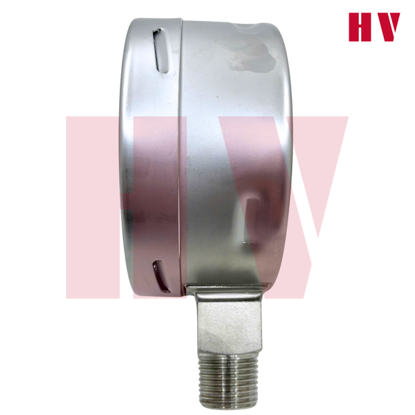 ĐỒNG HỒ ĐO ÁP SUẤT HV MẶT 100 CHÂN INOX (HOÁ CHẤT/XĂNG DẦU)