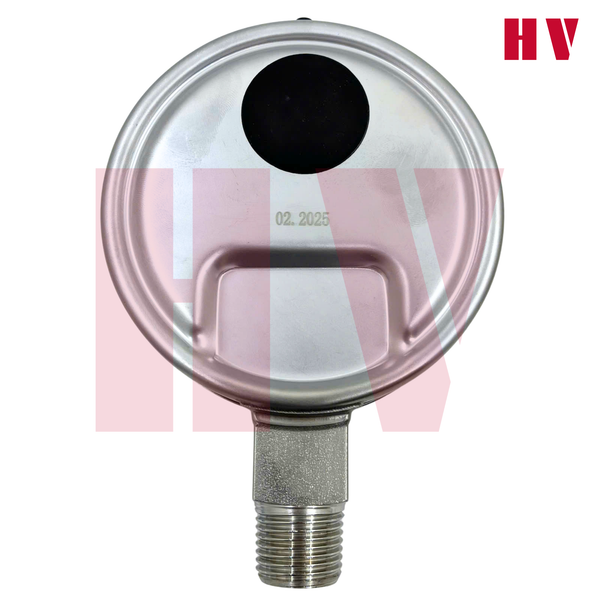 ĐỒNG HỒ ĐO ÁP SUẤT HV MẶT 100 CHÂN INOX (HOÁ CHẤT/XĂNG DẦU)