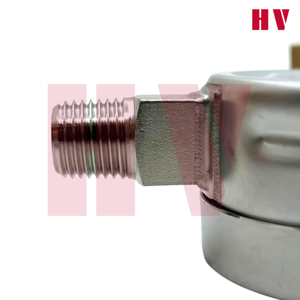 ĐỒNG HỒ ĐO ÁP SUẤT HV MẶT 63 CHÂN INOX (HOÁ CHẤT/XĂNG DẦU)