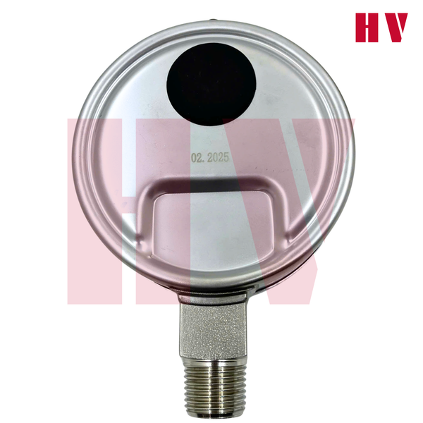 ĐỒNG HỒ ĐO ÁP SUẤT HV MẶT 63 CHÂN INOX (HOÁ CHẤT/XĂNG DẦU)