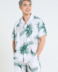 Áo Sơ Mi Nam F2  Linen Trắng Lá Cọ Tender Drit