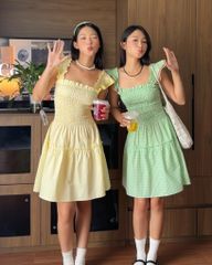 Đầm Nữ TheBlueTshirt Mini Dress - Yellow Gingham ZigZag Lace