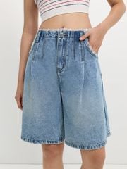 Quần Jeans Lửng Bermuda Phối Ren Lưng