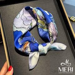 Khăn Choàng Nữ Meri Lụa Blue Iris
