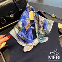 Khăn Choàng Nữ Meri Lụa Blue Iris