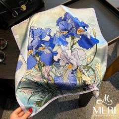 Khăn Choàng Nữ Meri Lụa Blue Iris