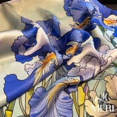 Khăn Choàng Nữ Meri Lụa Blue Iris