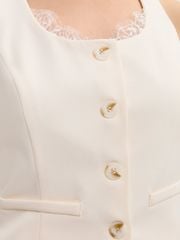 Áo Gilet Cổ Tròn Viền Ren