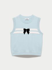 Áo Gilet Phối Sọc Đính Nơ