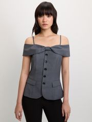 Áo 2 Dây Trễ Vai Phối Nơ