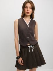 Áo Gilet Cổ Viền Ren