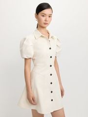 Đầm Sơ Mi Tay Phồng 100% Cotton