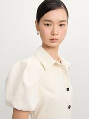 Đầm Sơ Mi Tay Phồng 100% Cotton