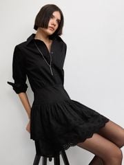 Đầm Sơ Mi Chiết Eo Phối Chân Váy Ren