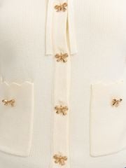 Áo Cardigan Dệt Kim Tay Loe Viền Sóng