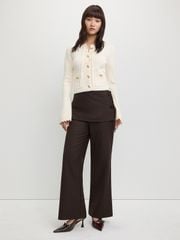 Áo Cardigan Dệt Kim Tay Loe Viền Sóng