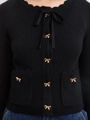 Áo Cardigan Dệt Kim Tay Loe Viền Sóng
