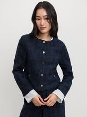Áo Khoác Dạ Phối Khuy Kim Loại