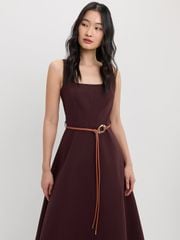 Đầm Cổ Vuông Phối Thắt Lưng