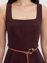 Đầm Cổ Vuông Phối Thắt Lưng
