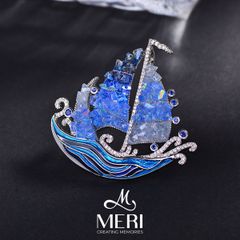 Cài Áo Nữ MERI Blue Sailboat