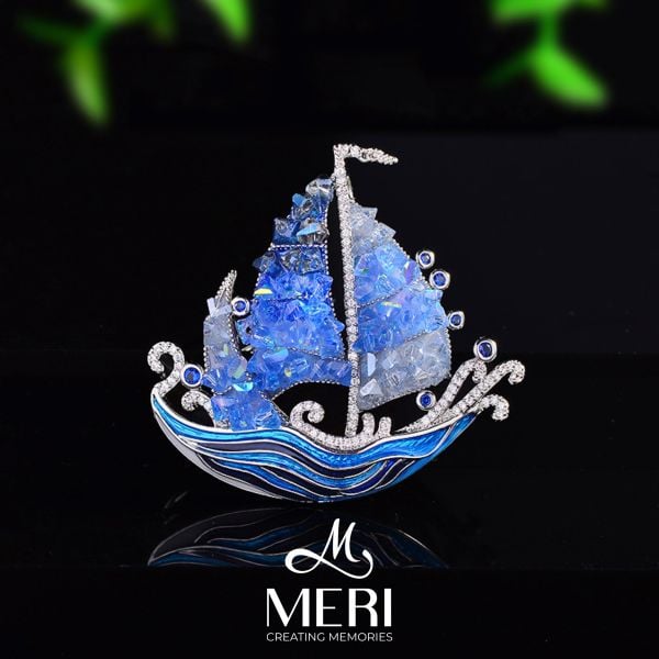 Cài Áo Nữ MERI Blue Sailboat