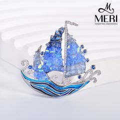 Cài Áo Nữ MERI Blue Sailboat