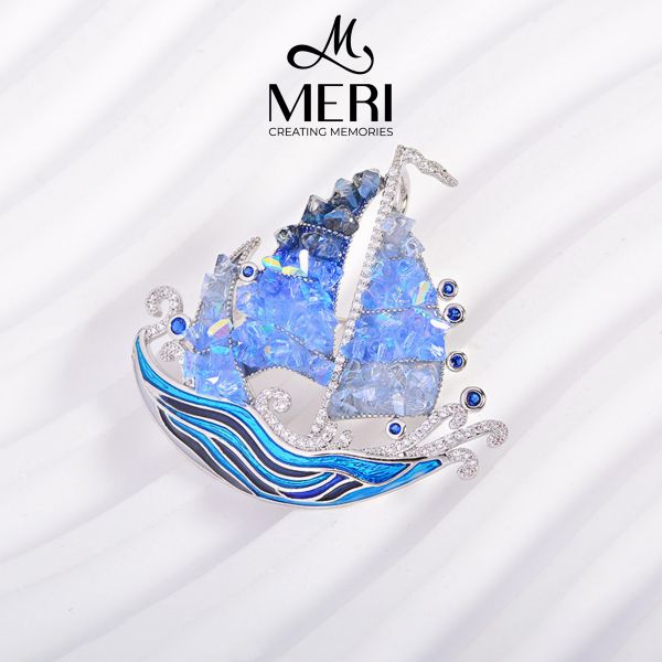 Cài Áo Nữ MERI Blue Sailboat