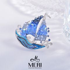 Cài Áo Nữ MERI Blue Sailboat