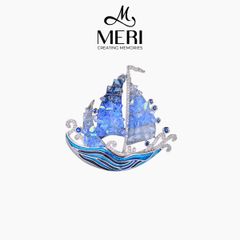 Cài Áo Nữ MERI Blue Sailboat