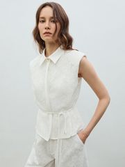 Áo Sơ Mi Phối Ren Thắt Eo