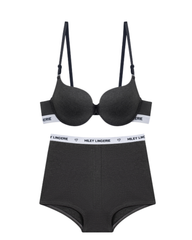 Bộ Đồ Lót Miley Lingerie Áo Cotton Có Gọng Đệm Vừa Nâng Ngực Lưng Logo Và Quần Boxer Đồng Bộ