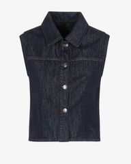 Áo Khoác Gilet Denim Cổ Trụ