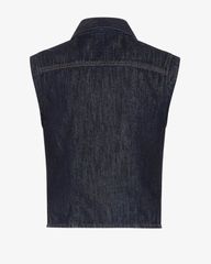 Áo Khoác Gilet Denim Cổ Trụ