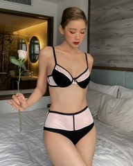 Bộ Đồ Lót Nữ Miley Phối Lưới Sexy Có Gọng Không Mút Vải Sợi Thiên Nhiên Cao Cấp Bamboo