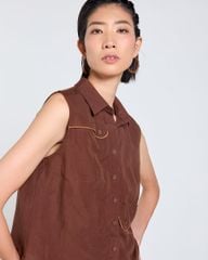 Áo Linen Nữ F2 Nâu Đậm Tender Drit