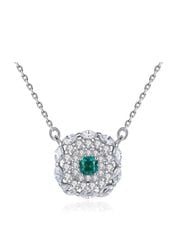 Dây Chuyền Nữ Kiểu Dáng Tròn Đính Đá Cz Xanh Lá Ý Nghĩa