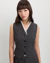Áo Gilet Cổ Viền Ren