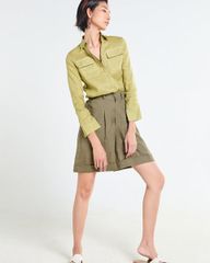 Áo Sơ Mi Nữ F2 Linen Xanh Cốm Tender Drit