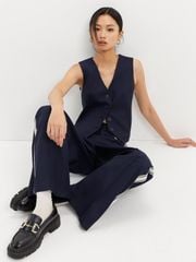 Quần Dài Ống Suông Phối Sọc Xẻ Tà