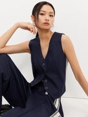 Áo Gilet Phối Sọc Hông