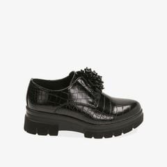 Giày Loafer Primadonna Collection Black Lace-Ups With Coconut Print