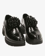 Giày Loafer Primadonna Collection Black Lace-Ups With Coconut Print