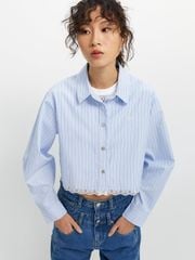 Áo Sơ Mi Croptop Phối Ren