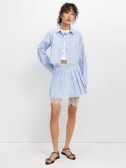 Áo Sơ Mi Croptop Phối Ren
