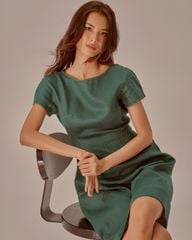 Đầm Nữ F2 Linen Xanh Cổ Vịt Becoming Unveil