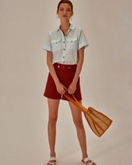 Quần Short Nữ F2 Linen Đỏ Becoming Unveil