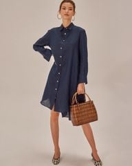Đầm Nữ F2 Linen Xanh Đen Becoming Unveil