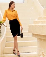 Áo Sơ Mi Nữ THÁI TUẤN Cách Tân Màu Cam